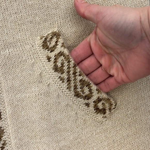 Handmade in Peru Alpaca Blend Sweater Cardigan Zip Front Tan Brown ? size Large - Picture 6 of 10